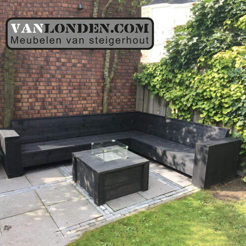 Blackwash steigerhouten hoekbank Ferdi (Steigerhouten loungebanken)