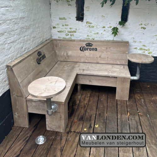 Hoekbank-terrasbank Momo (Steigerhouten loungebanken)