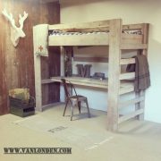 Steigerhouten hoogslaper met bureau Niek (Sale)