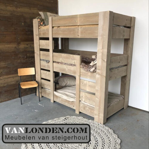 Steigerhouten 3-persoons stapelbed Trip (Stapelbedden)