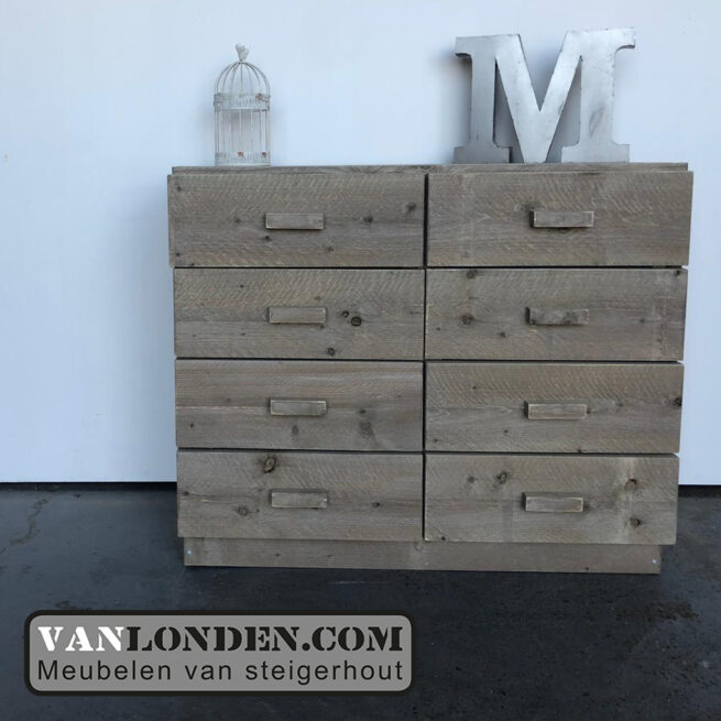 Steigerhouten dressoir met lades Malo (Steigerhouten dressoir kasten bestellen)