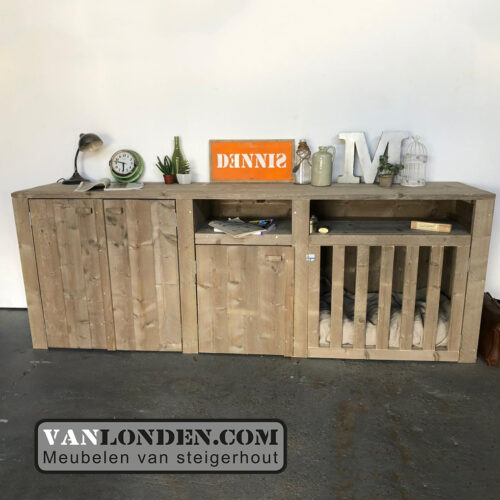 Steigerhouten dressoir met bench Viggo (Steigerhouten TV-meubels op maat)