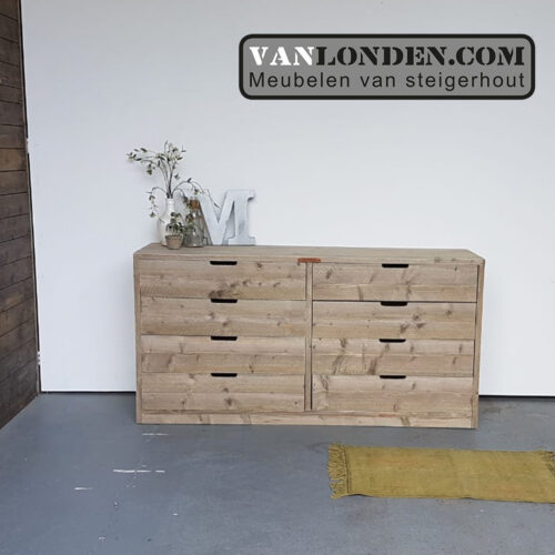 Steigerhouten dressoir met lades Petra (Steigerhouten dressoir kasten bestellen)