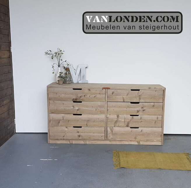 Steigerhouten dressoir met lades Petra (Steigerhouten dressoir kasten bestellen)