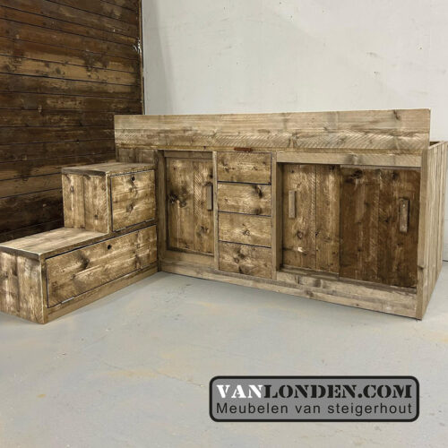 Steigerhouten half-hoogslaper met kast Willis (Steigerhouten hoogslapers)