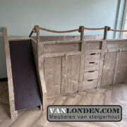 Steigerhouten halfhoogslaper met glijbaan Patty (Steigerhouten hoogslapers)