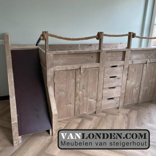 Steigerhouten halfhoogslaper met glijbaan Patty (Steigerhouten hoogslapers)