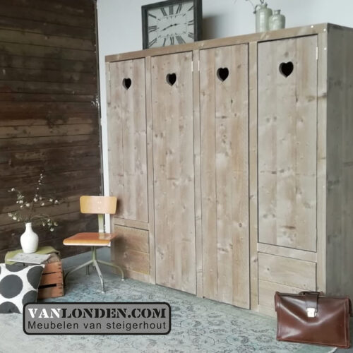 Steigerhouten hang- en legkast Madelon (Steigerhouten kledingkasten online bestellen)