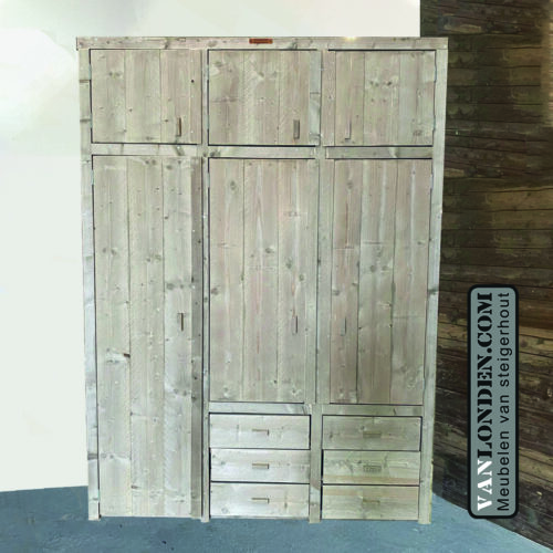 Steigerhouten hang- en legkast Sacha (Steigerhouten kledingkasten online bestellen)