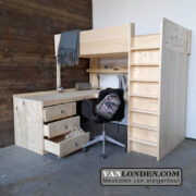 Steigerhouten hoogslaper met hoekbureau Marcel (Steigerhouten hoogslapers)