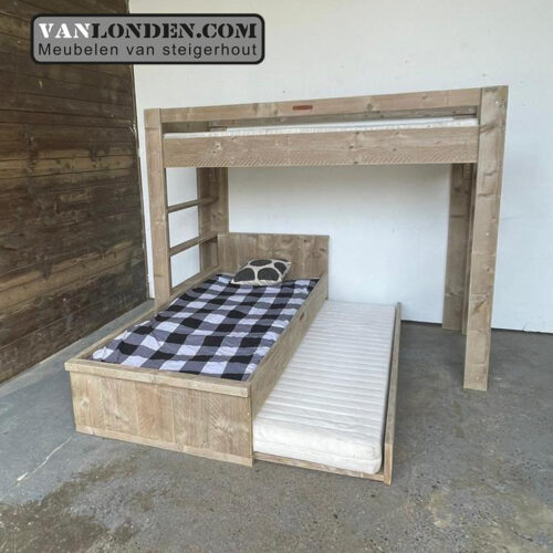 Steigerhouten hoogslaper met logeerbed Coco (Stapelbedden)