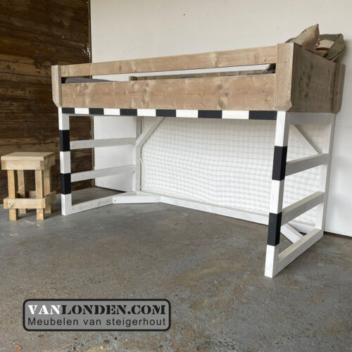 Steigerhouten hoogslaper voetbalgoal bed Ronaldo (Steigerhouten hoogslapers)