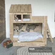 Steigerhouten huisjesbed Birgit (Stapelbedden)