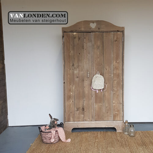 Steigerhouten hang- en legkast Marieke (Steigerhouten kledingkasten online bestellen)