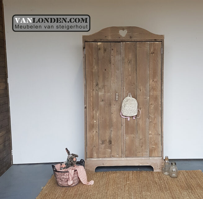 Steigerhouten hang- en legkast Marieke (Steigerhouten kledingkasten online bestellen)
