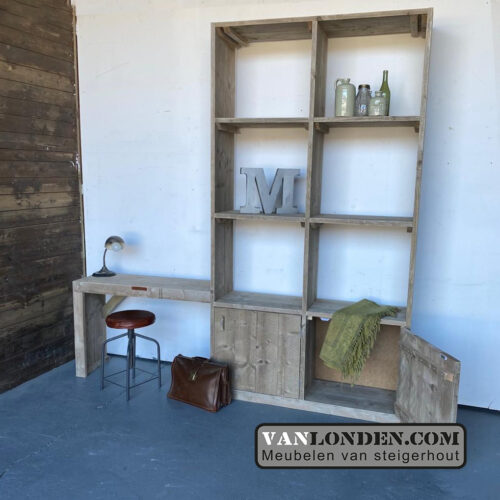 Steigerhouten kast met bureau Marion (Diverse steigerhouten kasten bestellen)
