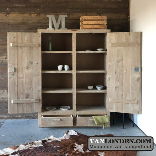 Steigerhouten kast met lades Rick (Diverse steigerhouten kasten bestellen)