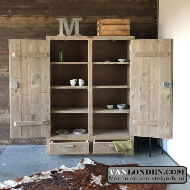 Steigerhouten kast met lades Rick (Diverse steigerhouten kasten bestellen)