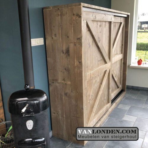 Steigerhouten kast met schuifdeuren Tally (Diverse steigerhouten kasten bestellen)