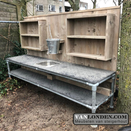 Steigerhouten kinder buitenkeuken Dex 2