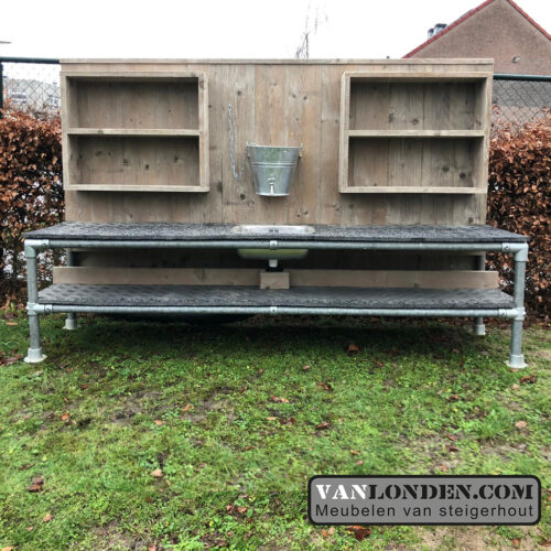 Steigerhouten kinder buitenkeuken Dex tuin