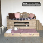 Steigerhouten kinderbed met logeerlade Leentje (Steigerhouten kinderbedden)