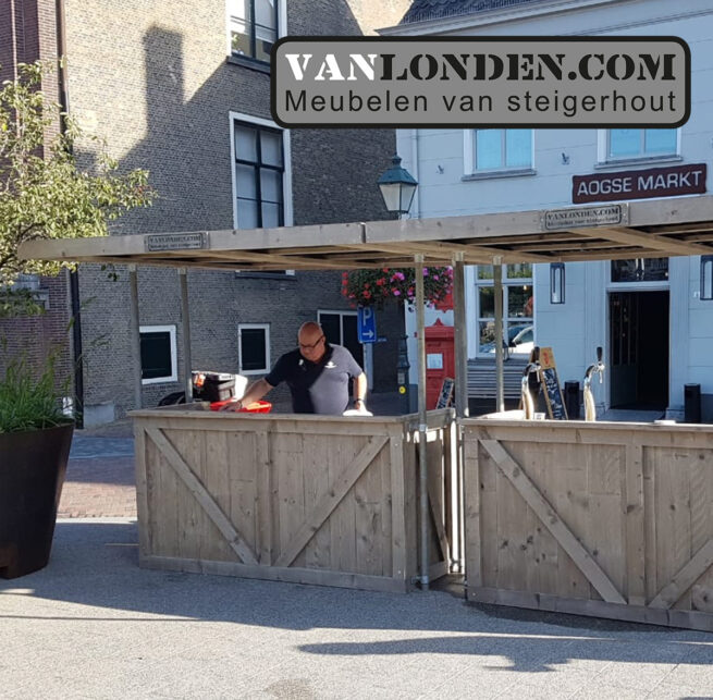 Steigerhouten ombouw flexibele bar met dak (optie) (Bartafels)