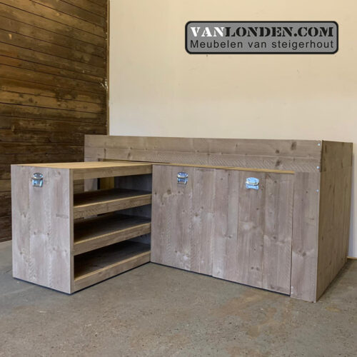 Steigerhouten halfhoogslaper dressoir Kerry (Steigerhouten eenpersoonsbedden)