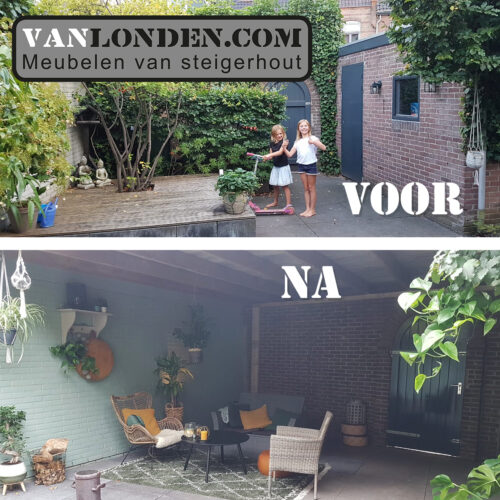Steigerhouten overkapping tussen 2 muren