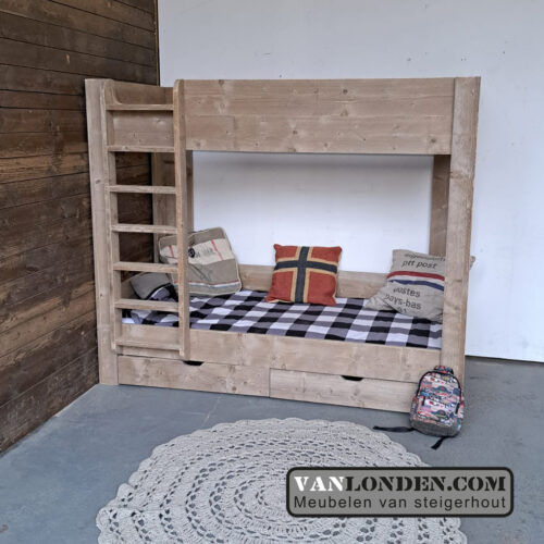 Steigerhouten stapelbed Adrie (Stapelbedden)