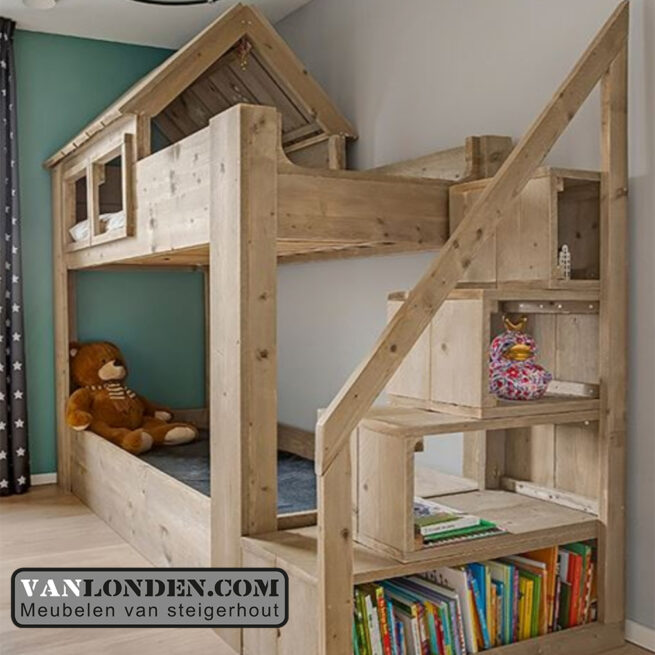 Steigerhouten stapelbed Finn (Stapelbedden)