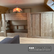 Steigerhouten stapelbed met kast Floris (Stapelbedden)