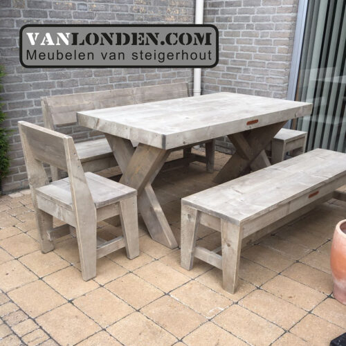 Steigerhouten tuinset Renske (Steigerhouten eettafels online bestellen)