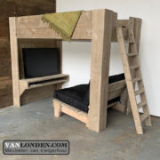 Steigerhouten tweepersoons hoogslaper gamebed Fabie (Steigerhouten kinderbedden)