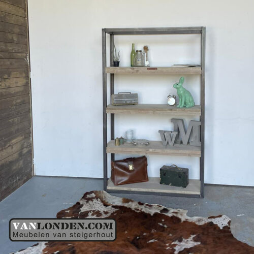 Steigerhouten vakkenkast Bernard met stalen frame (Diverse steigerhouten kasten bestellen)