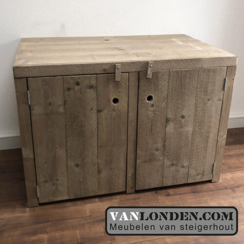 Steigerhouten wasmachine ombouw deurtjes Marjo (Opbergmeubels)