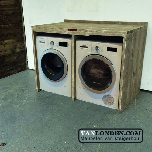 Steigerhouten wasmachine ombouw Maaike (Opbergmeubels)