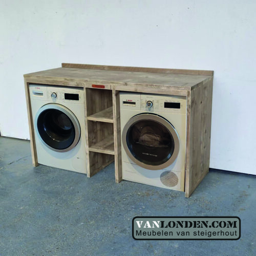 Steigerhouten wasmachine ombouw Mariet (Opbergmeubels)