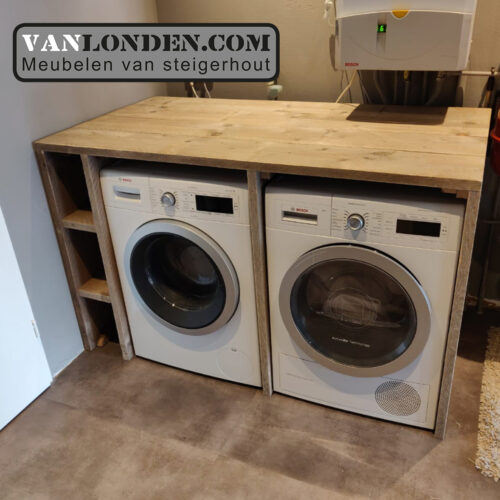 Steigerhouten wasmachine ombouw Mieke (Opbergmeubels)
