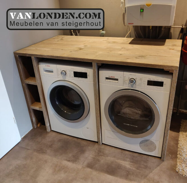 Steigerhouten wasmachine ombouw Mieke (Opbergmeubels)