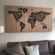 Steigerhouten wereldkaart panelen (Steigerhouten accessoires online bestellen)