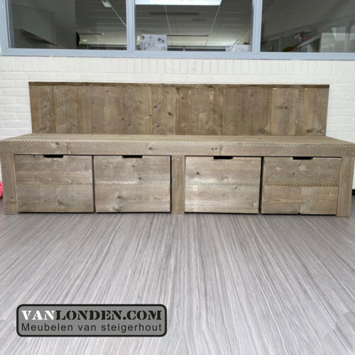 Steigerhouten zitbank Rob met opbergruimte (Actieve steigerhouten zitbanken bestellen)