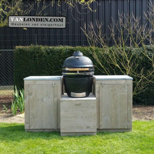 Steigerhouten buitenkeuken zonder Kamado BBQ Paul (Big Green Egg online bestellen)