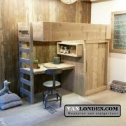 Steigerhouten hoogslaper met bureau Ferdy (Sale)