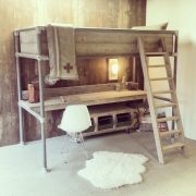 Steigerhouten hoogslaper met bureau Noah (Steigerhouten hoogslapers)