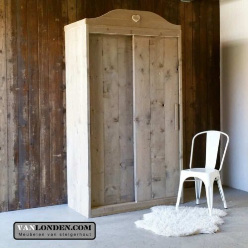 Steigerhouten schuifdeurkast Claire (Steigerhouten kledingkasten online bestellen)