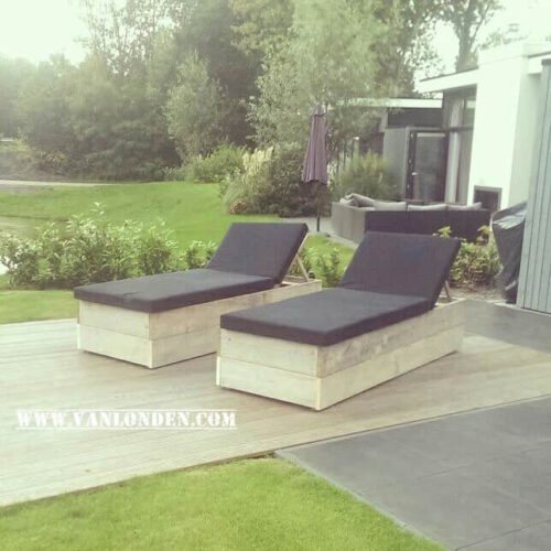 Steigerhouten ligstoel Jenna (Steigerhouten loungebanken)