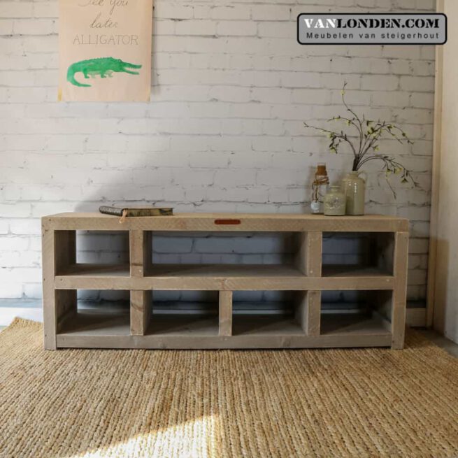Steigerhouten tv-meubel met vakken Jasmijn (Diverse steigerhouten kasten bestellen)