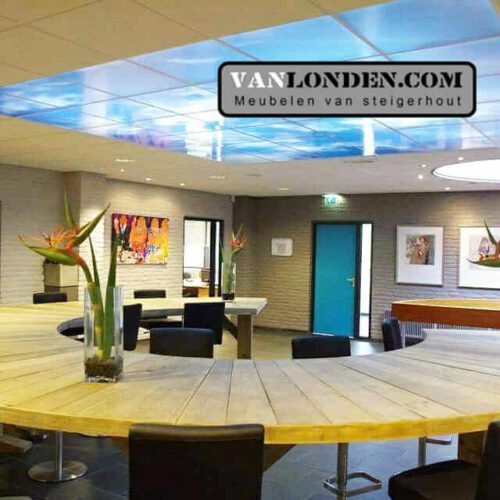 Steigerhouten ronde vergadertafel Jort (Steigerhouten vergadertafels)