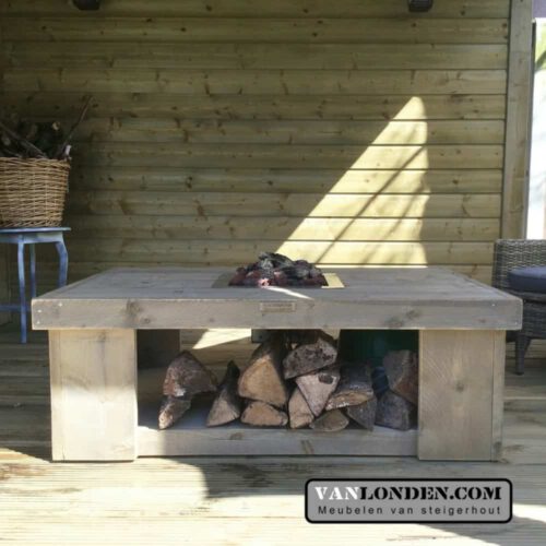 Steigerhouten vuurtafel Veronique (Kachels en Buitenhaarden)